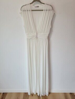 A3 Design Sheer Mesh Maternity Photo Cover Dress White Ethereal Stretchy